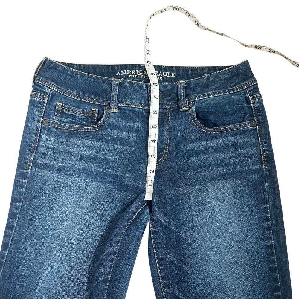 American Eagle Kick Boot Jeans Womens 8 Regular Low Rise Dark Wash - Picture 5 of 7
